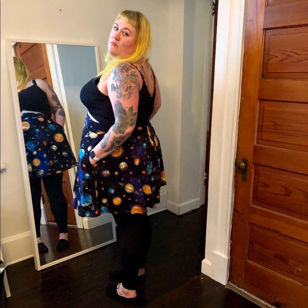 Modcloth galaxy skater skirt with POCKETS